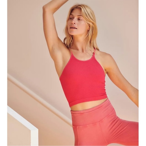 Free People Happiness Runs Long Crop Tank PUNCH pomegranate pink XS/S $40 - Picture 6 of 10